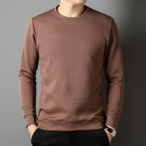Zazzle Haven Spring & Autumn Men's Round Neck Top - Versatile Inner and Outer Wear