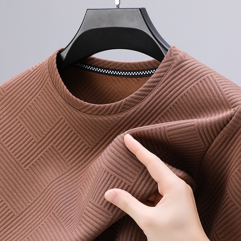 Zazzle Haven Spring & Autumn Men's Round Neck Top - Versatile Inner and Outer Wear