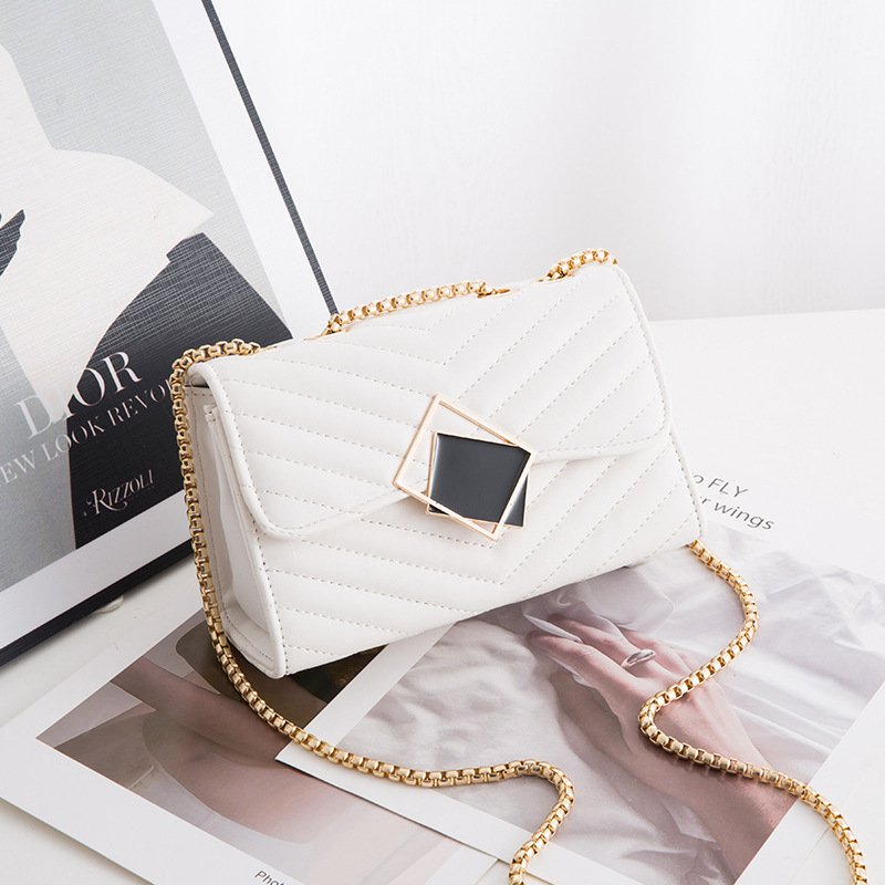 Women’s Leather Crossbody Bag with Chain Strap - Small Chic Purse for Girls and Travel
