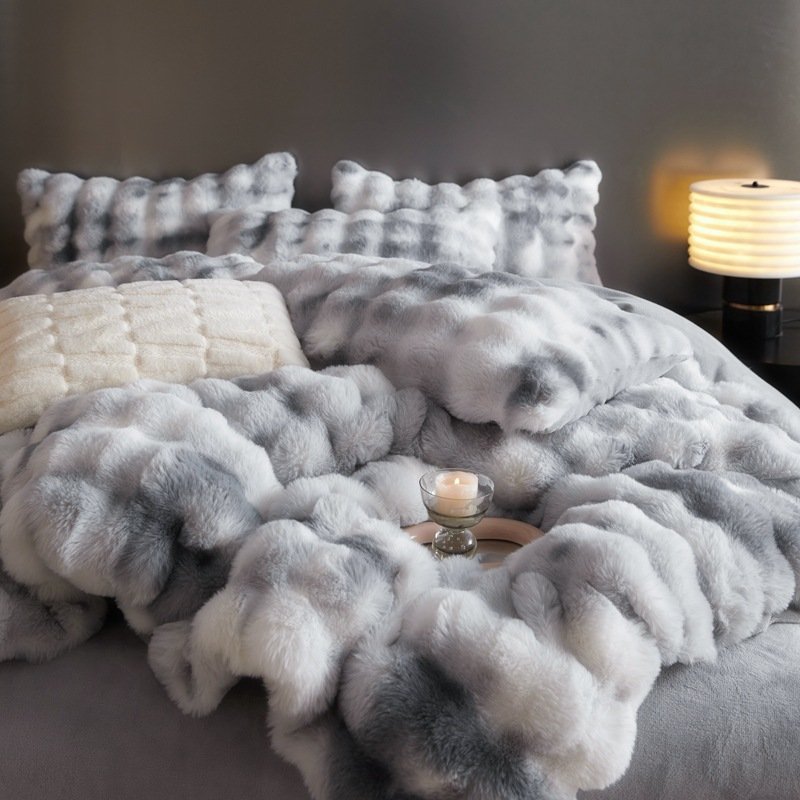 Zazzle Haven KING Size Luxe 4-Piece Fur Velvet Sheets - Double & Queen Fitted Sheet Set for Ultimate
