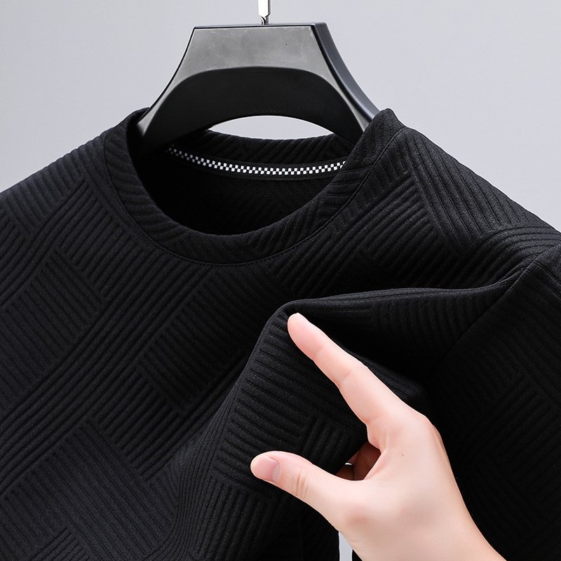 Zazzle Haven Spring & Autumn Men's Round Neck Top - Versatile Inner and Outer Wear