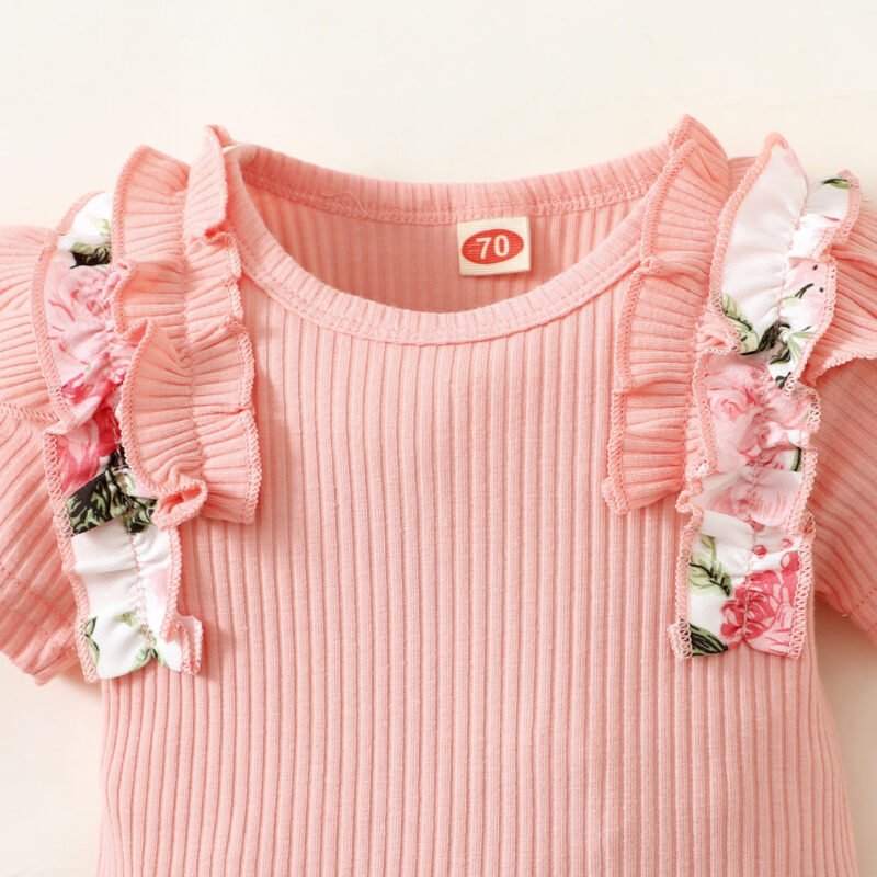 Floral Striped Cotton Top & Printed Shorts with Belt | Trendy Fashion Set