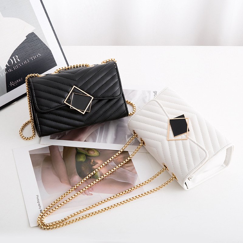 Women’s Leather Crossbody Bag with Chain Strap - Small Chic Purse for Girls and Travel