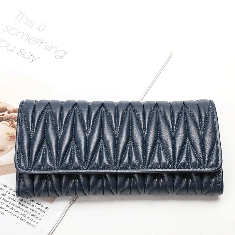 Solid colour - Long Coin Purse in Soft Thin Genuine Leather with Multiple Card Slots - Perfect Gift