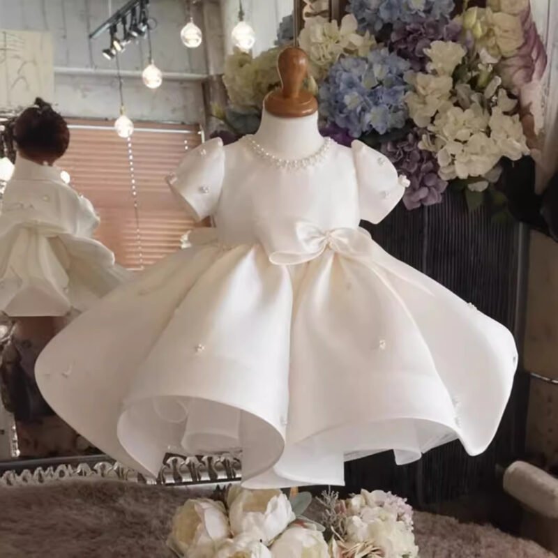Girls' White Princess Dress | Elegant Children’s Dress for Special Occasions