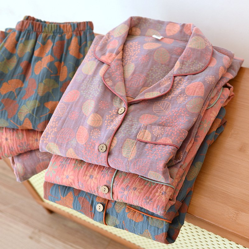 Women's Vintage Cotton Jacquard Pajamas – Spring & Autumn Homewear