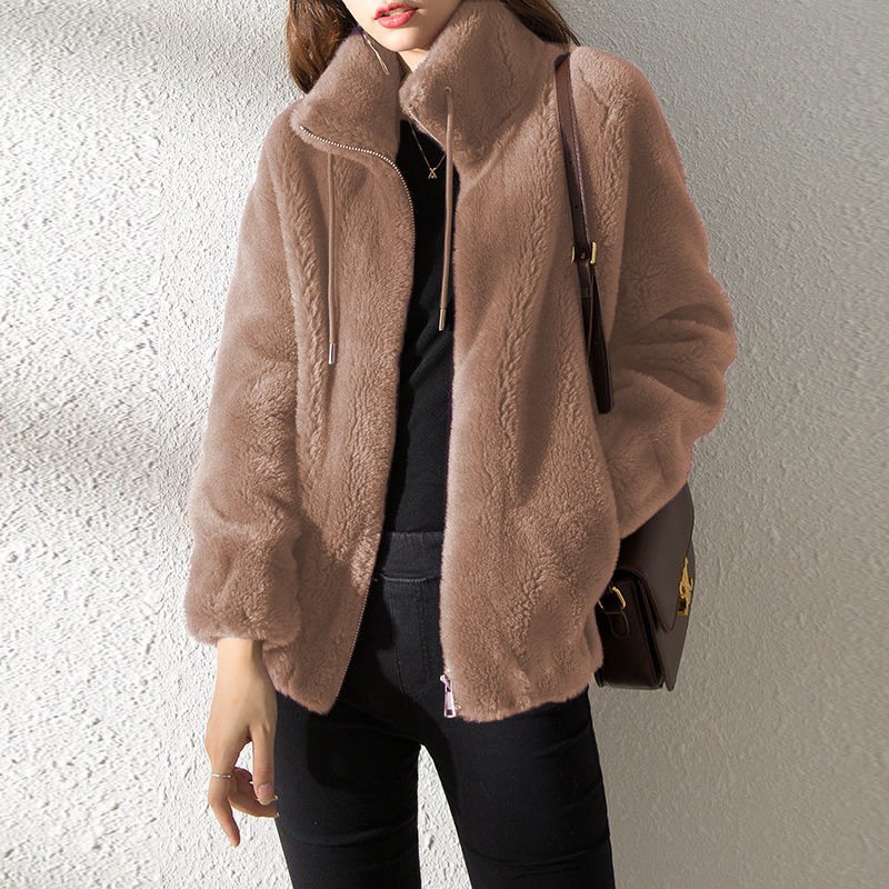 Winter Velvet Jacket for Women | Trendy Thickened Double-sided Fleece Zipper Cardigan Stand Collar Warm Sweatshirt