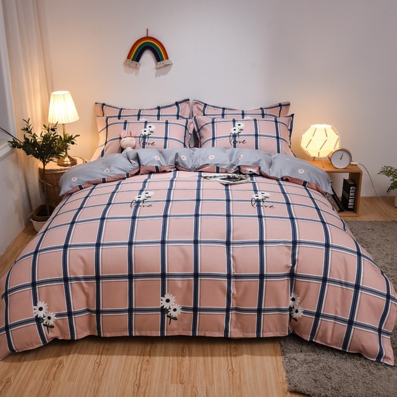 Cute Pure Cotton Brushed Bedding – Thickened 4-Piece Fresh Set