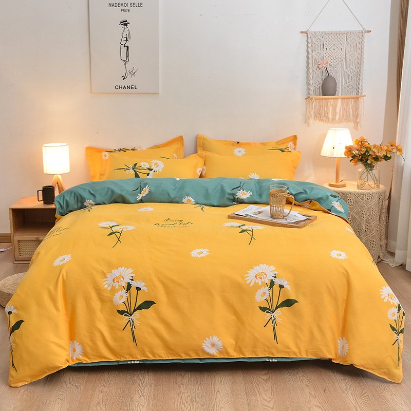 Cute Pure Cotton Brushed Bedding – Thickened 4-Piece Fresh Set