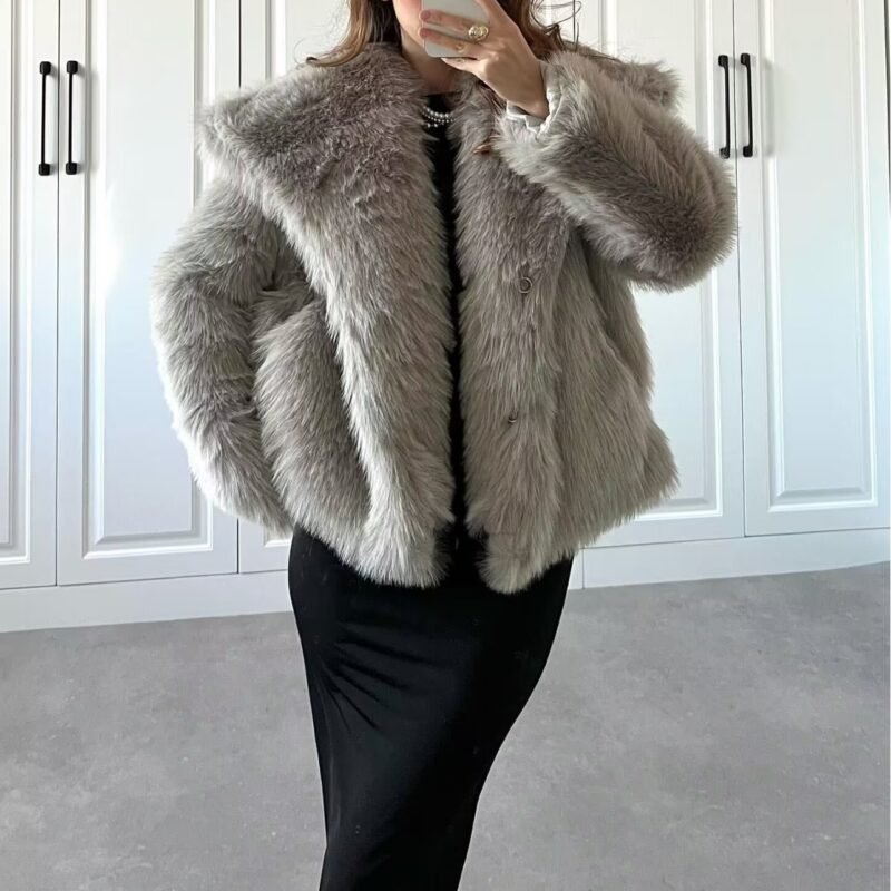 Women's Winter Fashion| French Lapel Fur Jacket – Socialite Style