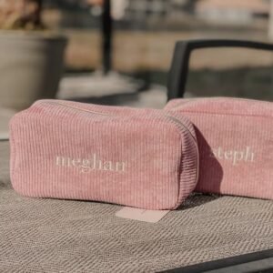 Corduroy Makeup Pouch Custom, Embroidered Small Bag, Sanitary Napkin Storage Bag, Travel Makeup Bag, Personalized Storage Bag, Gift For Her