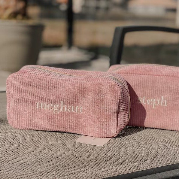Corduroy Makeup Pouch Custom, Embroidered Small Bag, Sanitary Napkin Storage Bag, Travel Makeup Bag, Personalized Storage Bag, Gift For Her