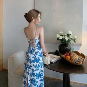 Elegant Floral Back Strap Skirt | Sexy Strapless Beach Vacation Dress