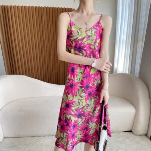 Elegant French Acetate Suspender Skirt | Women's Mid-Length Holiday Dress