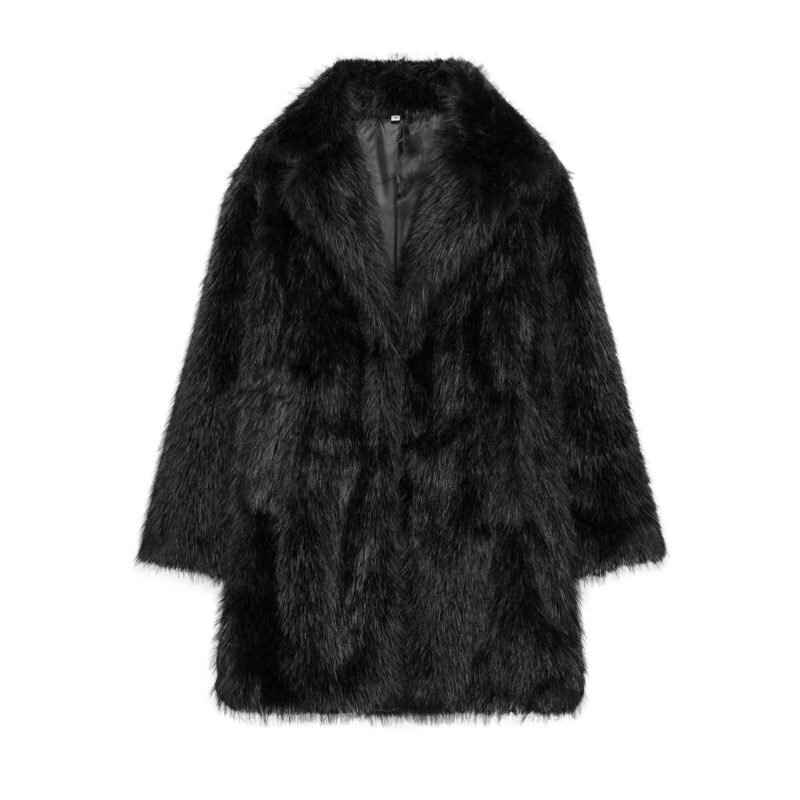 Women’s Mid-Length Faux Fur Jacket, Stylish Winter Coat