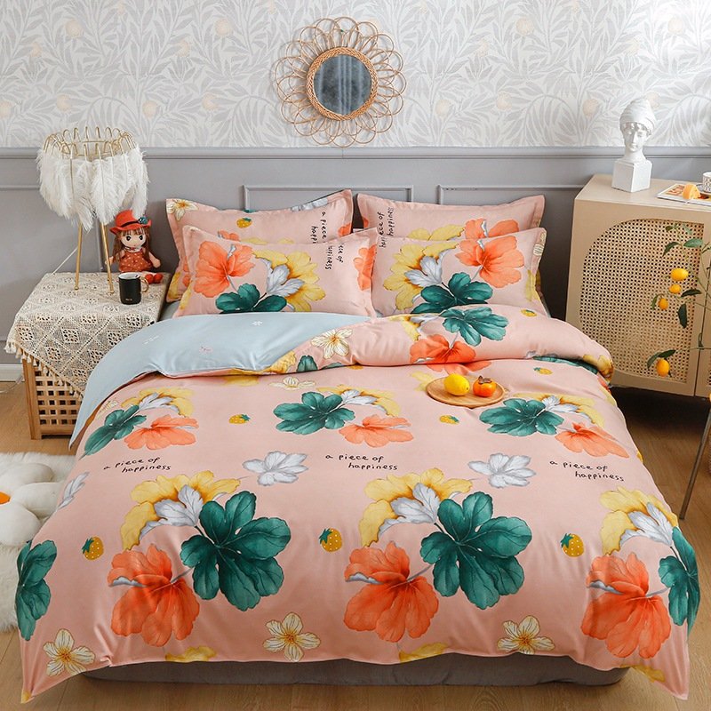 Cute Pure Cotton Brushed Bedding – Thickened 4-Piece Fresh Set