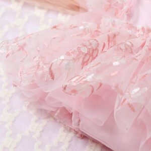 Two-Piece Baby Embroidery Floral Lace Mesh Jumpsuit | Elegant Baby Outfit