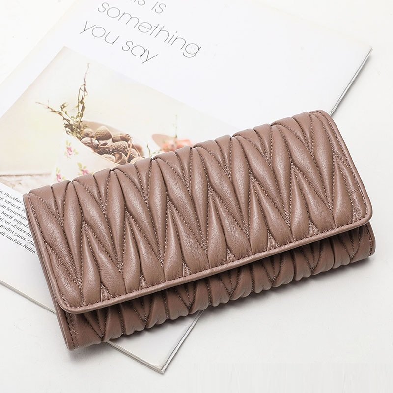 Solid colour - Long Coin Purse in Soft Thin Genuine Leather with Multiple Card Slots - Perfect Gift