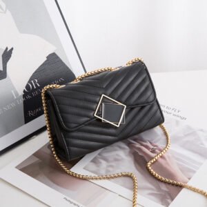 Women’s Leather Crossbody Bag with Chain Strap - Small Chic Purse for Girls and Travel