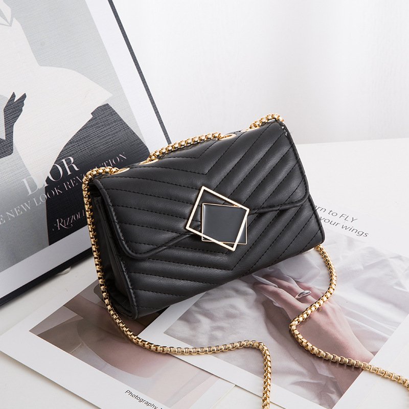 Women’s Leather Crossbody Bag with Chain Strap - Small Chic Purse for Girls and Travel