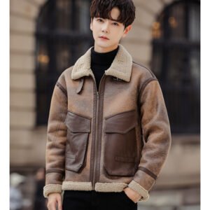 Zazzle Haven Leather and Fur Casual Coat for Men - Stylish and Warm Winter Outerwear