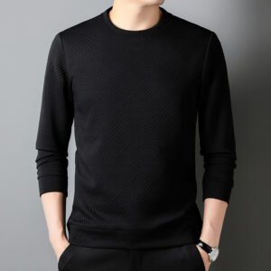 Zazzle Haven Spring & Autumn Men's Round Neck Top - Versatile Inner and Outer Wear