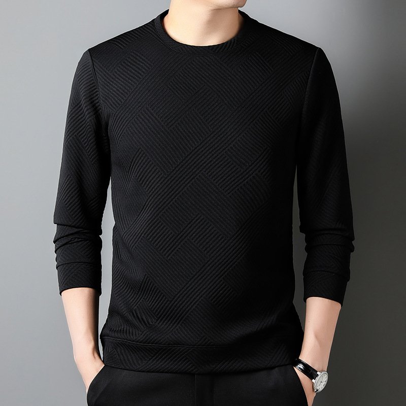 Zazzle Haven Spring & Autumn Men's Round Neck Top - Versatile Inner and Outer Wear