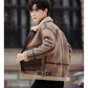 Zazzle Haven Leather and Fur Casual Coat for Men - Stylish and Warm Winter Outerwear