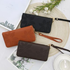 Leather Long Wallet, Women Wallets, Purple Wallet, Leather Carved Wallet, Handmade Long Wallet, Anniversary Gifts For Her, Gifts For Moms