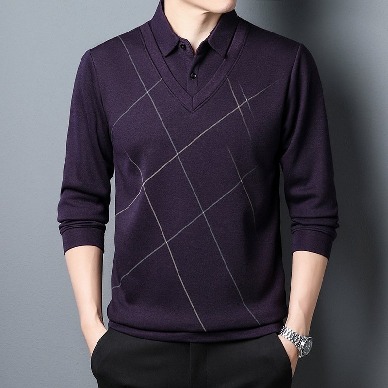 Zazzle Haven Men's Long Sleeve Two-Piece layered T-Shirt - Stylish Spring & Autumn Casual Wear