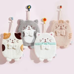 Cute Kitten Hanging Hand Towel – Absorbent & Lint-Free for Household Kitchen Use