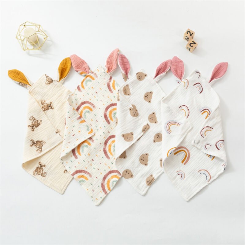 Baby Rabbit Ears Towel – Cotton Cloth Hug Blanket for Sleep & Comfort