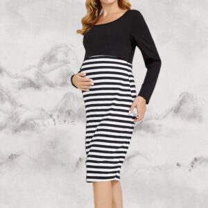 Breastfeeding Maternity Wear - Long Sleeved Round Neck for Comfortable Nursing