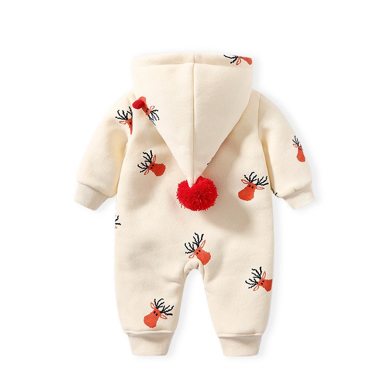 Khaki Padded Warm Baby Clothes - Cozy Crawling Outfit for Infants