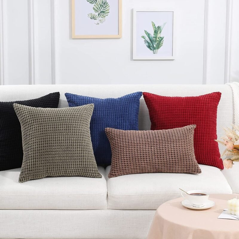 Corduroy Pillow Covers – Super Soft Boho Striped Throw Pillows for Couch & Living Room Decor