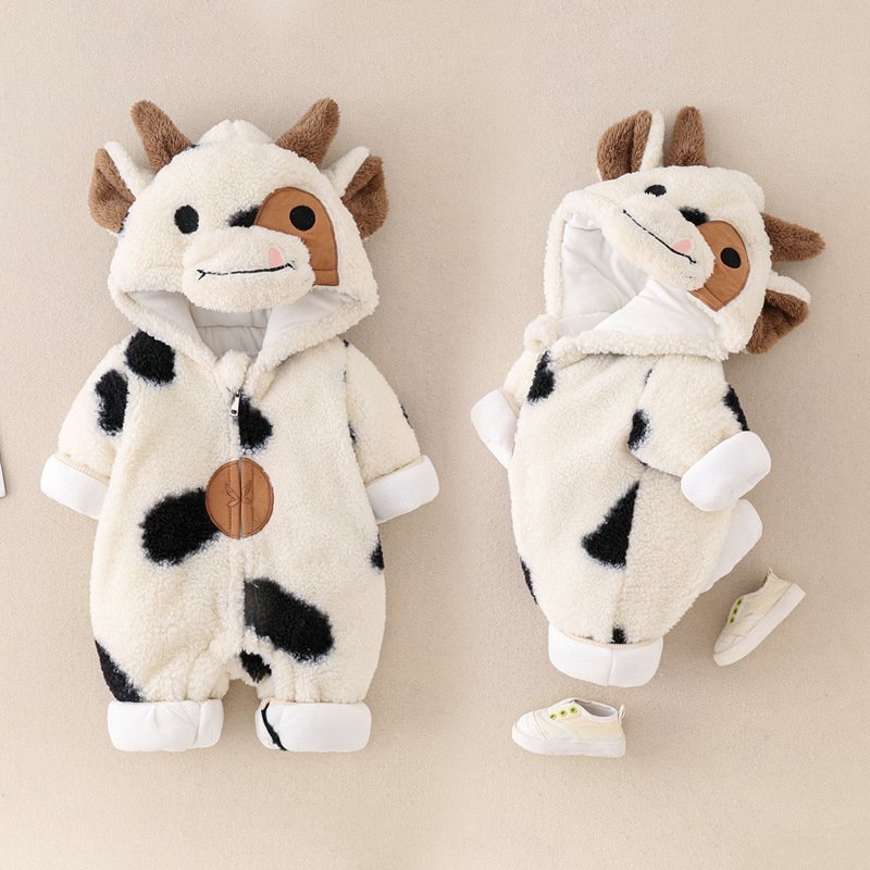 Winter Thickened Quilted Baby Jumpsuit – Warm & Cozy Infant Outerwear