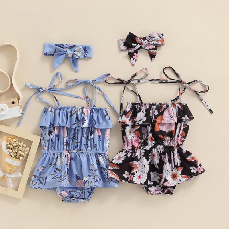 Baby Floral Strap Jumpsuit Gown – Adorable & Comfortable Outfit for Babies