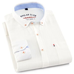 Long Sleeve Cotton Linen Slim Fit Fashion Casual Linen Shirt for Men