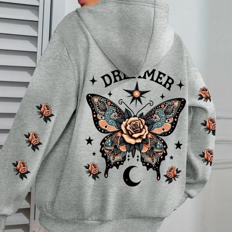 Letter Print Hoodie with Casual Drawstring for Women - Stylish & Comfortable