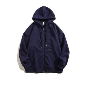 Solid Color Retro Simple Hooded Zipper Jacket for Men – Stylish & Comfortable