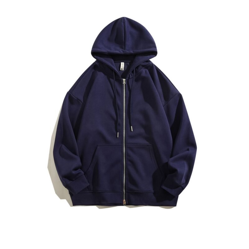 Solid Color Retro Simple Hooded Zipper Jacket for Men – Stylish & Comfortable