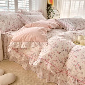 Bed Skirt Model Cotton Bedding – Four-Piece Set with Sheet and Quilt Cover