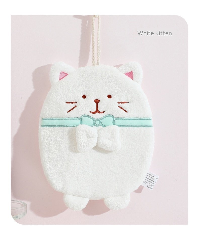Cute Kitten Hanging Hand Towel – Absorbent & Lint-Free for Household Kitchen Use