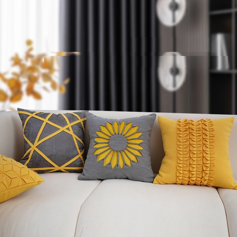 Modern Minimalist Sunflower Sofa Living Room Pillow – Hotel Bed Cushion Cover