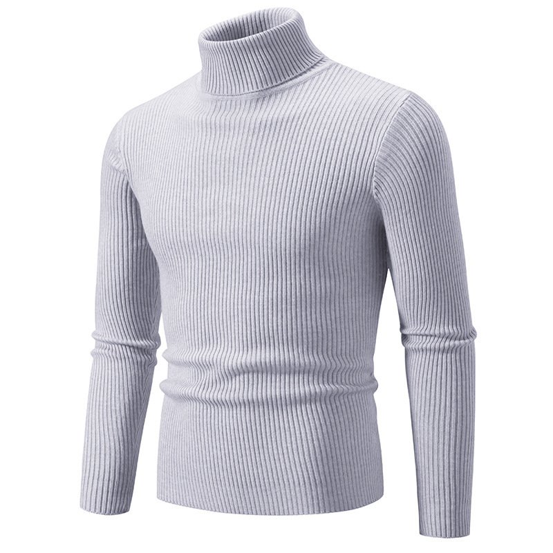 Retro Simple Solid Color Turtleneck Knit Sweater – Slim Fit Casual Men's Base Layer