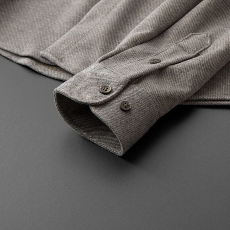 Khaki Thick Warm Woolen Long Sleeve Shirt for Men – Stylish & Cozy