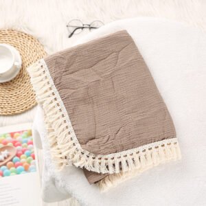 Soft Cotton Tassel Baby Stroller Blanket - Cozy & Stylish Baby Blanket