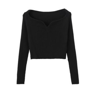 Small Petal Collar Short Sweater Design | Elegant & Trendy Women's Sweater