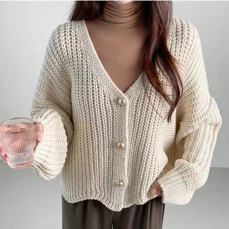 Sweater Cardigan - Loose & Slimming Sweater for Women