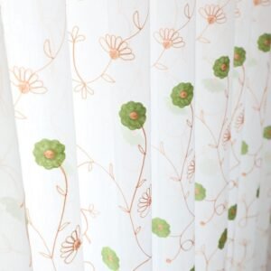 Garden Embroidered Window Screen – Elegant & Decorative Window Covering